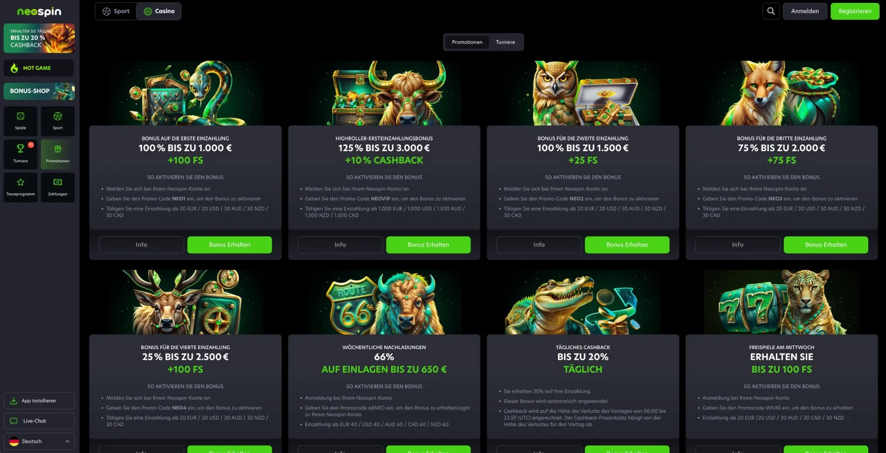 Neospin Casino Aktionen